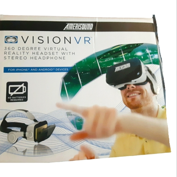❤Amerisound Vision VR 360 Degree Virtual Reality Headset w/ Stereo Headphone NEW - Picture 1 of 4